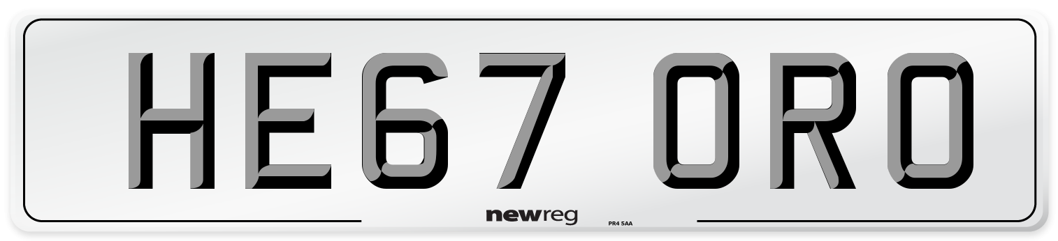 HE67 ORO Number Plate from New Reg